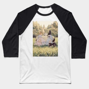 Rabbit and Cat Tea Time Baseball T-Shirt